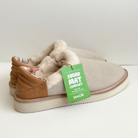 Sanuk Women's Cozy Vibe Low Wool Leather Comfort‎ Slippers 6 NEW w/ Tags No Box - Picture 4 of 16